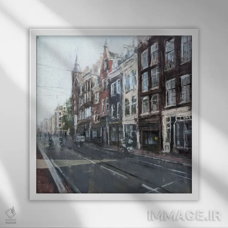 تابلو آمستردام ۲۴ ۰۱ اثر ادوارد وارکنتین - نمای قابدار سفید