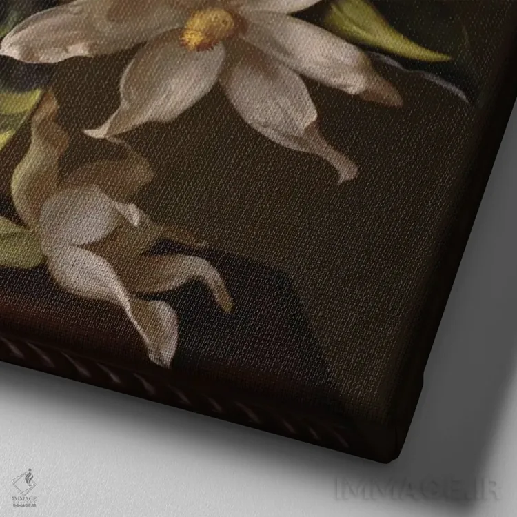 تابلو مگنولیا با برگهای بزرگ اثر ایوان ویلسون - نمای نزدیک بافت بوم