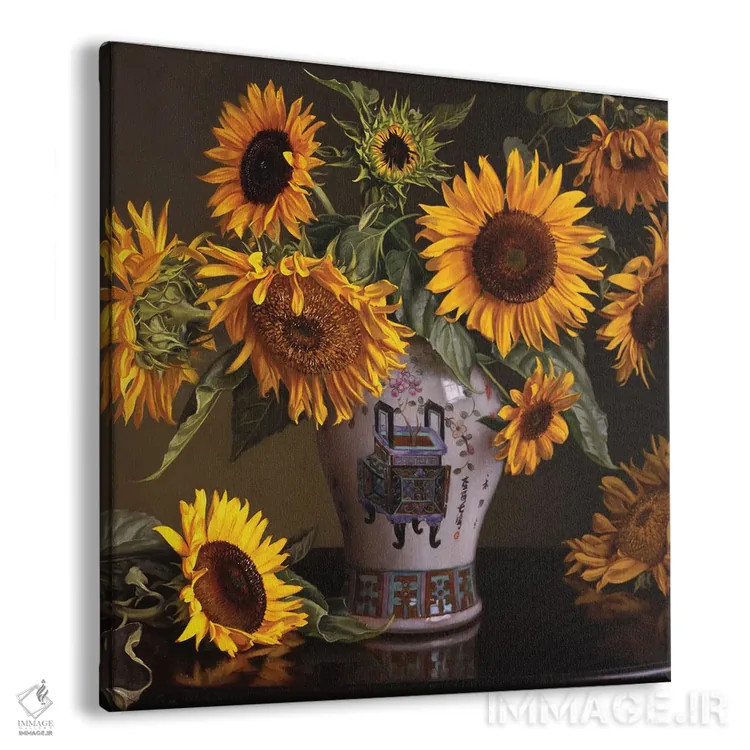 تابلو گلهای آفتابگردان در گلدان چینی II اثر ایوان ویلسون - نمای پرسپکتیو محصول