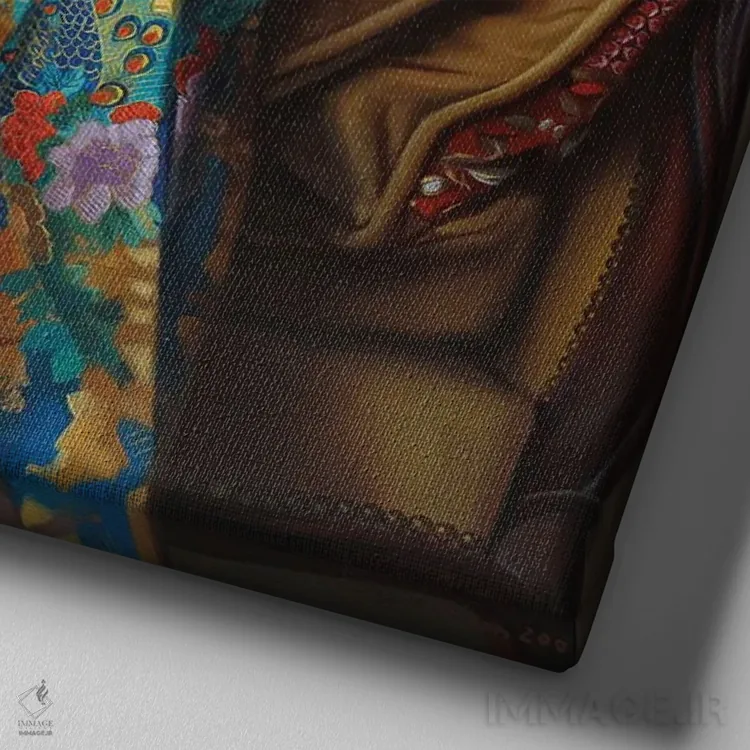 تابلو کیمونوی طاووس II اثر ایوان ویلسون - نمای نزدیک بافت بوم