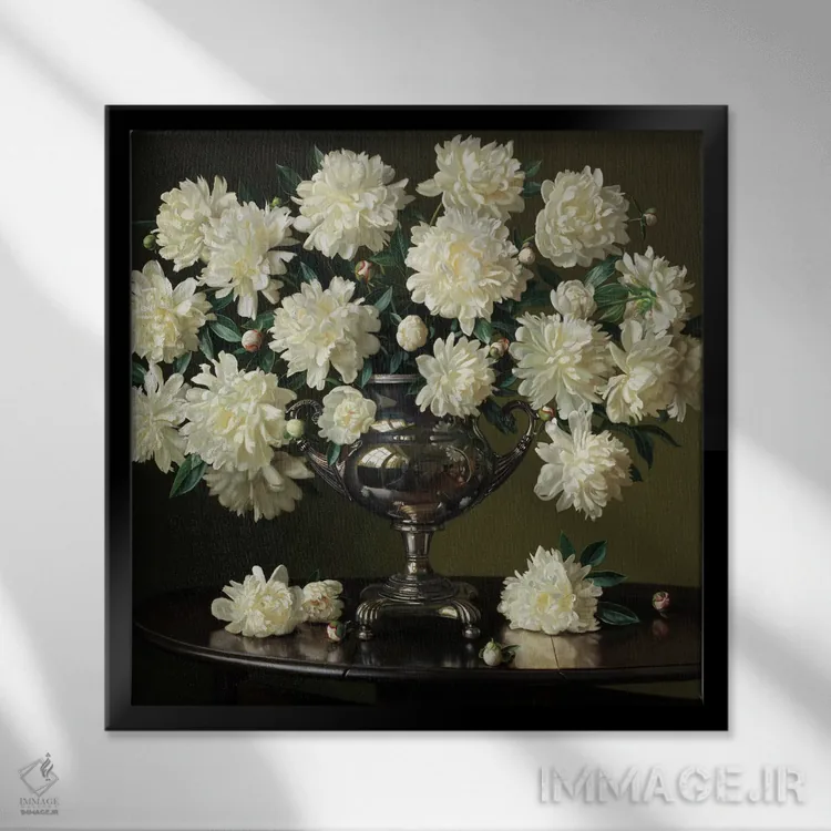 تابلو صدتومانیهای سفید اثر ایوان ویلسون - نمای قابدار مشکی