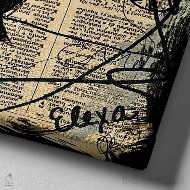 تابلو دو پرندهی آوازخوان اثر الکسا بانکرافت - نمای نزدیک بافت بوم