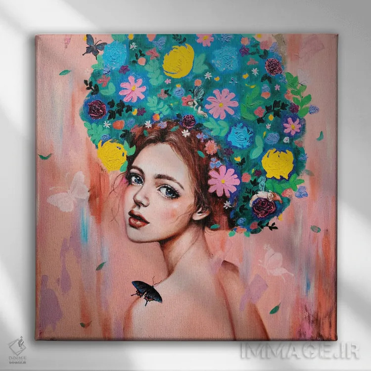 تابلو دختر گل: رویاهای تو اثر یوری کیم - نمای روبهرو روی دیوار