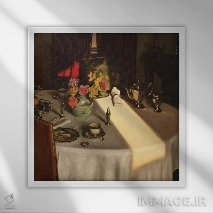 تابلو چای عصرگاهی اثر ایوان ویلسون - نمای قابدار سفید