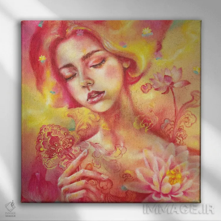 تابلو رویاپرداز: نیلوفر آبی اثر یوری کیم - نمای روبهرو روی دیوار