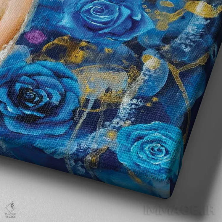 تابلو آبی معجزهآسا اثر یوری کیم - نمای نزدیک بافت بوم