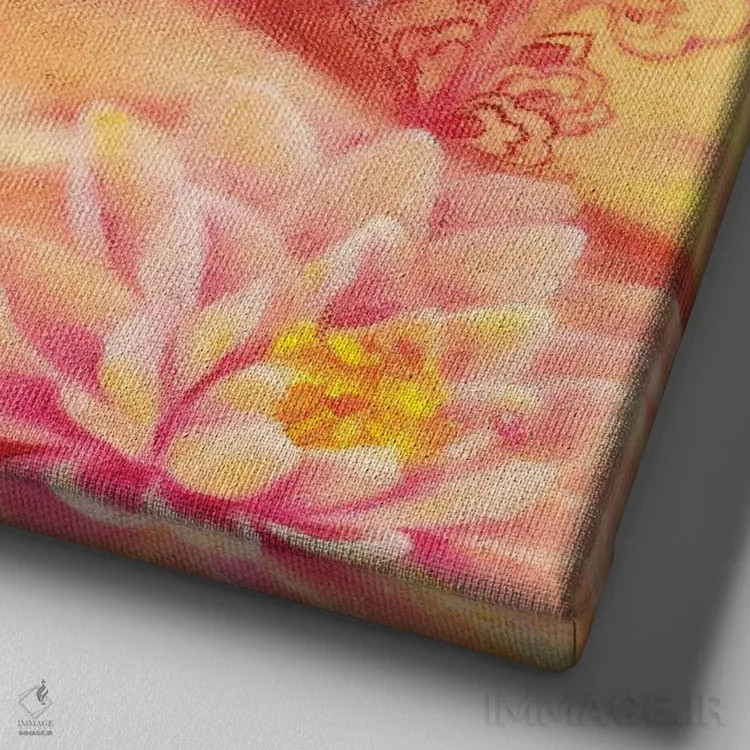 تابلو رویاپرداز: نیلوفر آبی اثر یوری کیم - نمای نزدیک بافت بوم