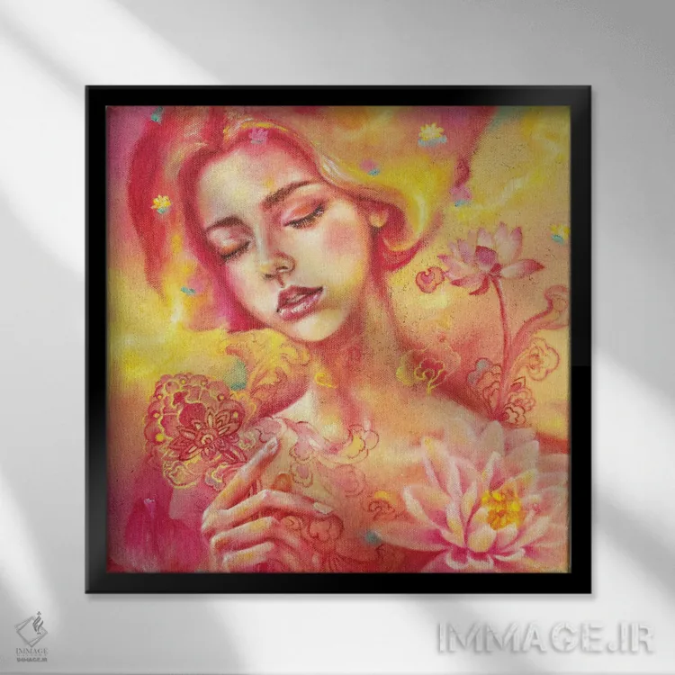 تابلو رویاپرداز: نیلوفر آبی اثر یوری کیم - نمای قابدار مشکی