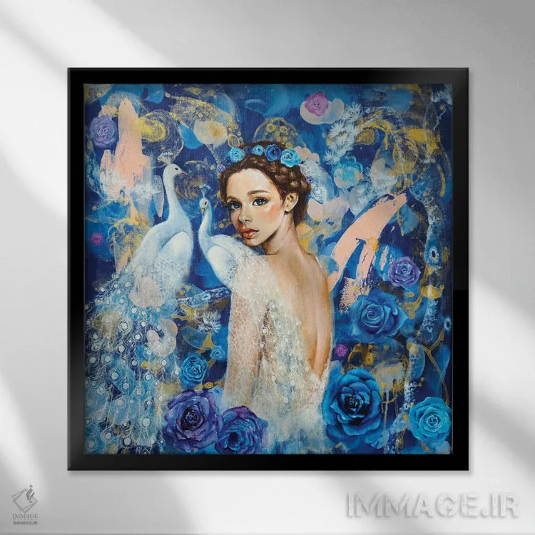 تابلو آبی معجزهآسا اثر یوری کیم - نمای قابدار مشکی