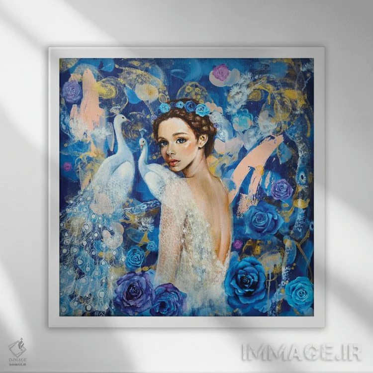 تابلو آبی معجزهآسا اثر یوری کیم - نمای قابدار سفید