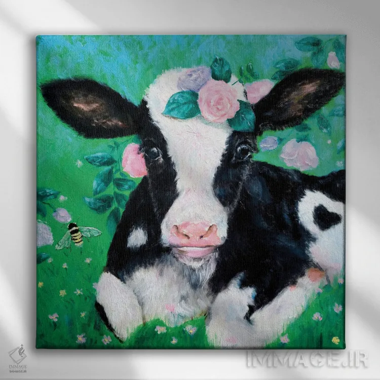 تابلو گاو مووموو اثر یوری کیم - نمای روبهرو روی دیوار