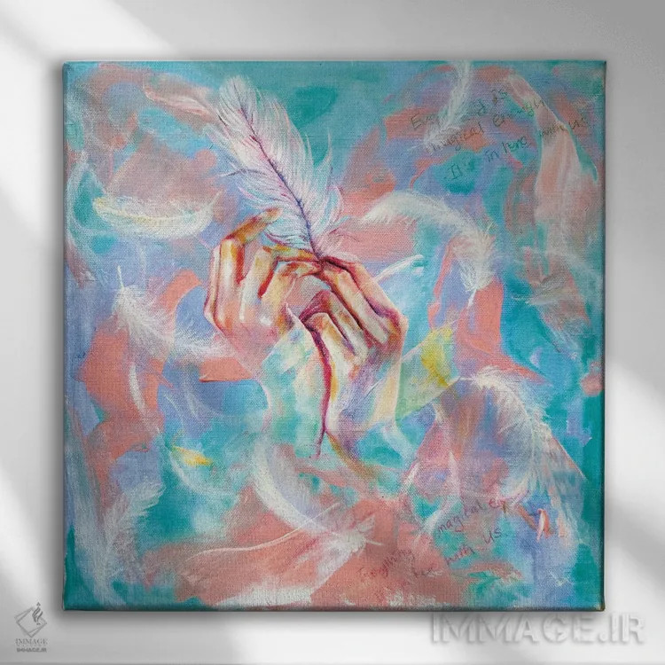 تابلو همه چیز بهاندازه کافی جادوییست اثر یوری کیم - نمای روبهرو روی دیوار