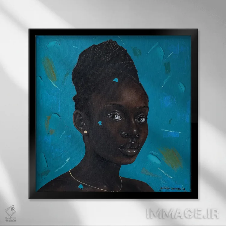 تابلو اُلوژو اِده (نام خاص آفریقایی) اثر اییتایو الاگبه - نمای قابدار مشکی