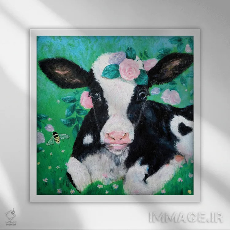 تابلو گاو مووموو اثر یوری کیم - نمای قابدار سفید
