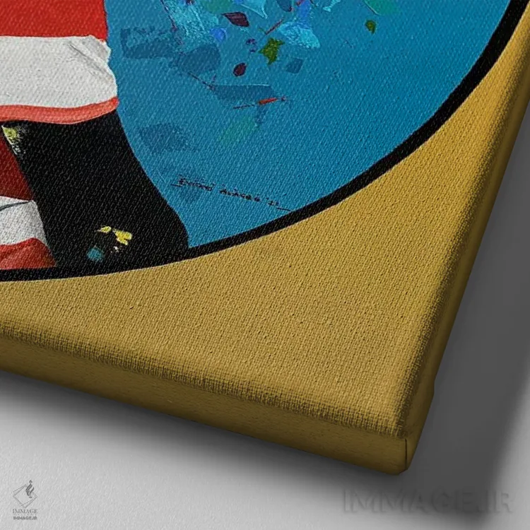 تابلو نمایش ماه آفریقایی اثر اییتایو الاگبه - نمای نزدیک بافت بوم