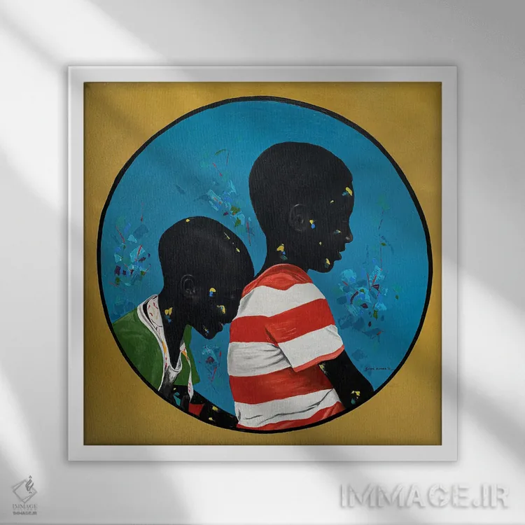 تابلو نمایش ماه آفریقایی اثر اییتایو الاگبه - نمای قابدار سفید