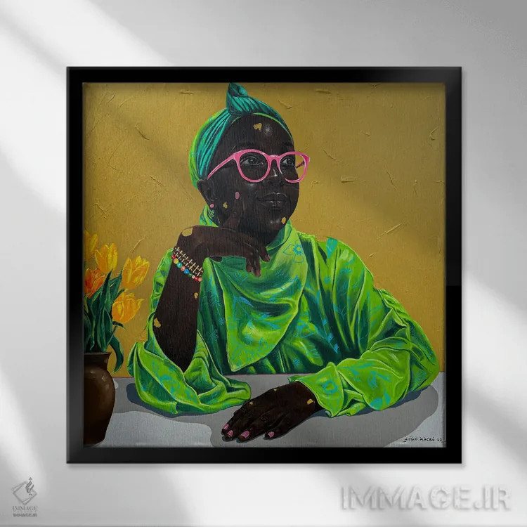 تابلو گلهای بهشت اثر اییتایو الاگبه - نمای قابدار مشکی