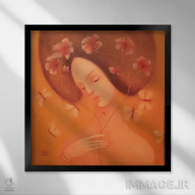 تابلو گلهای موسیقایی اثر ادوارد زنتسیک - نمای قابدار مشکی