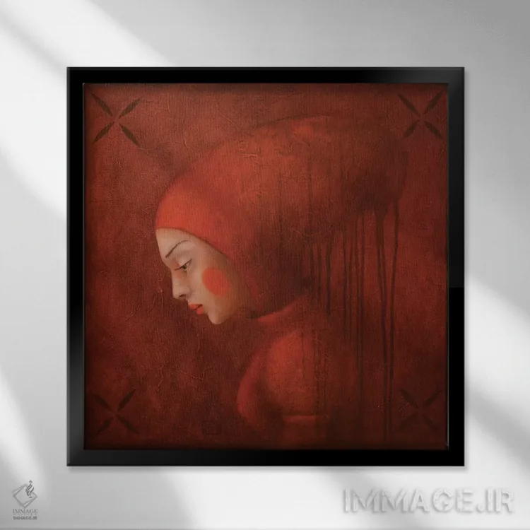 تابلو نزد قورباغهٔ قرمز اثر ادوارد زنتسیک - نمای قابدار مشکی