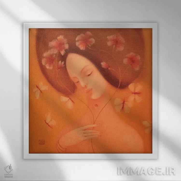 تابلو گلهای موسیقایی اثر ادوارد زنتسیک - نمای قابدار سفید