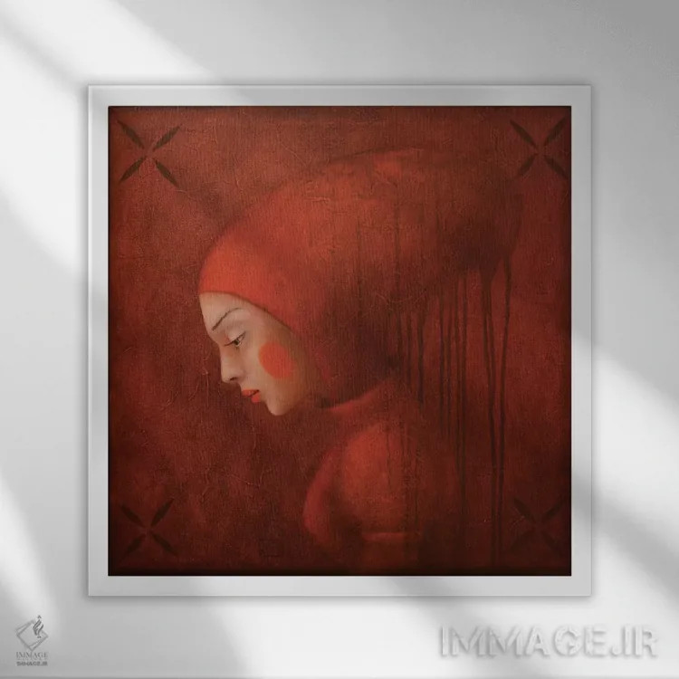 تابلو نزد قورباغهٔ قرمز اثر ادوارد زنتسیک - نمای قابدار سفید