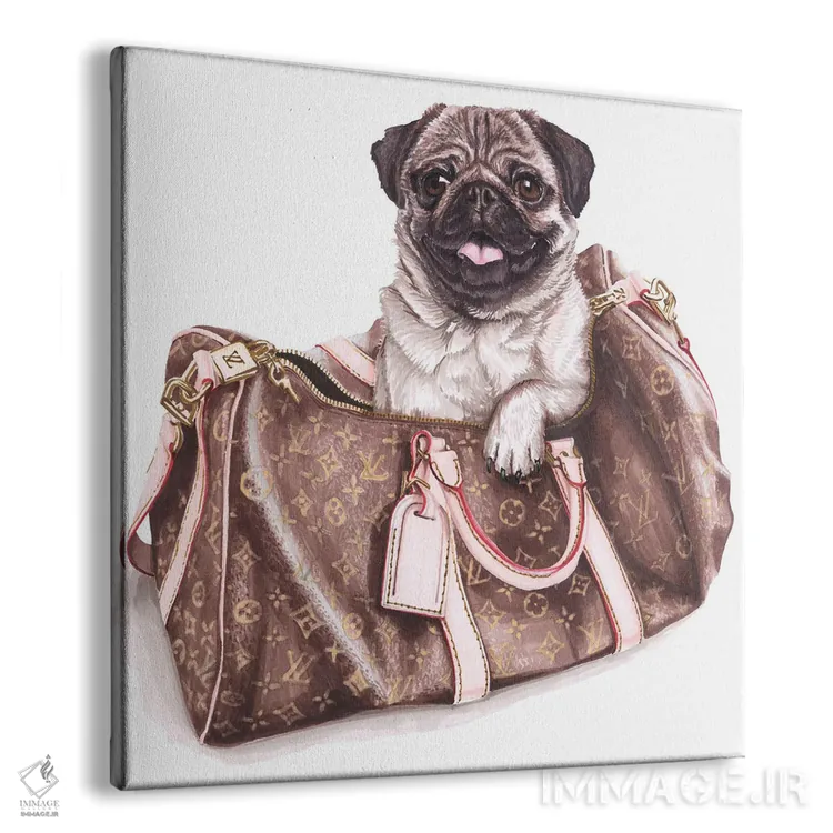 تابلو سگ پوشیدنی در کیف لوییس ویتون اثر الیزاوتا مولچانووا - نمای پرسپکتیو محصول