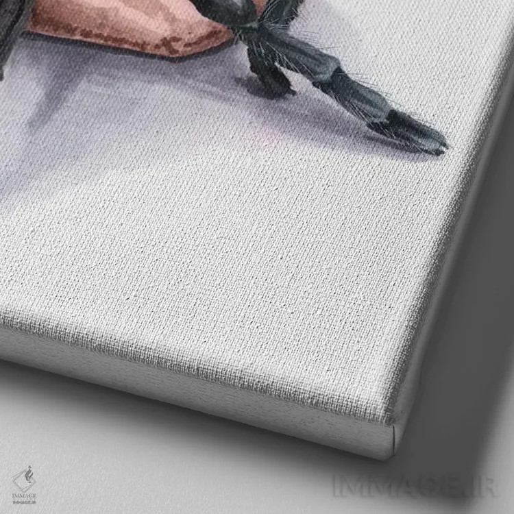 تابلو کفش بالرین و رتیل اثر الیزاوتا مولچانووا - نمای نزدیک بافت بوم