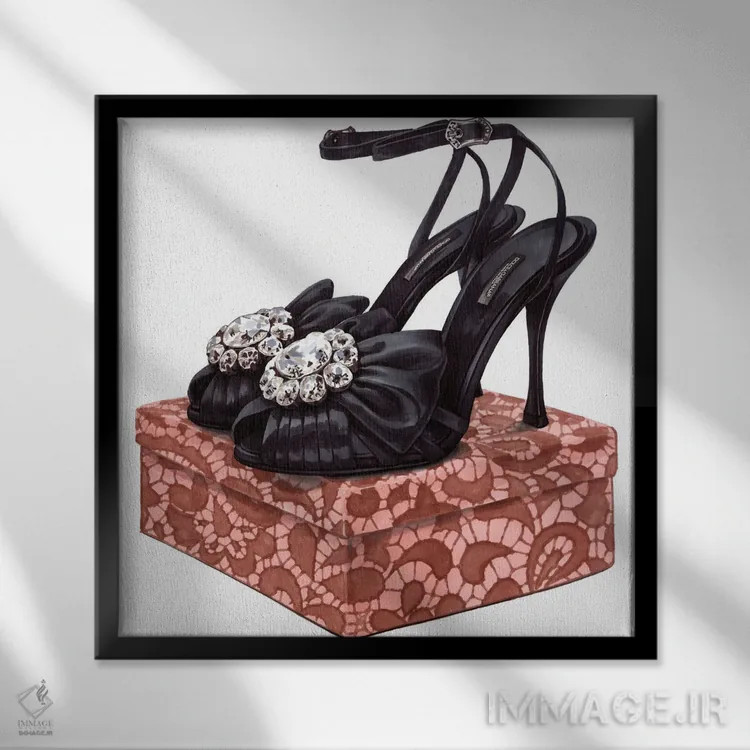 تابلو کفشهای دولچه و گابانا اثر الیزاوتا مولچانووا - نمای قابدار مشکی