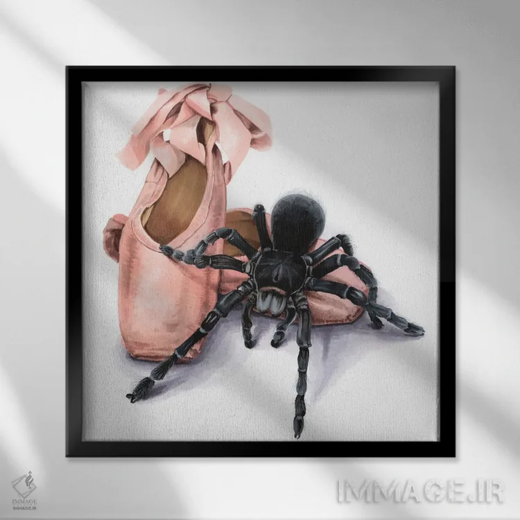 تابلو کفش بالرین و رتیل اثر الیزاوتا مولچانووا - نمای قابدار مشکی