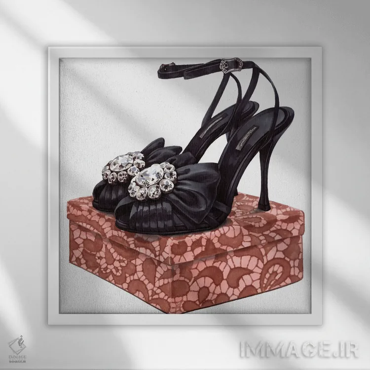 تابلو کفشهای دولچه و گابانا اثر الیزاوتا مولچانووا - نمای قابدار سفید