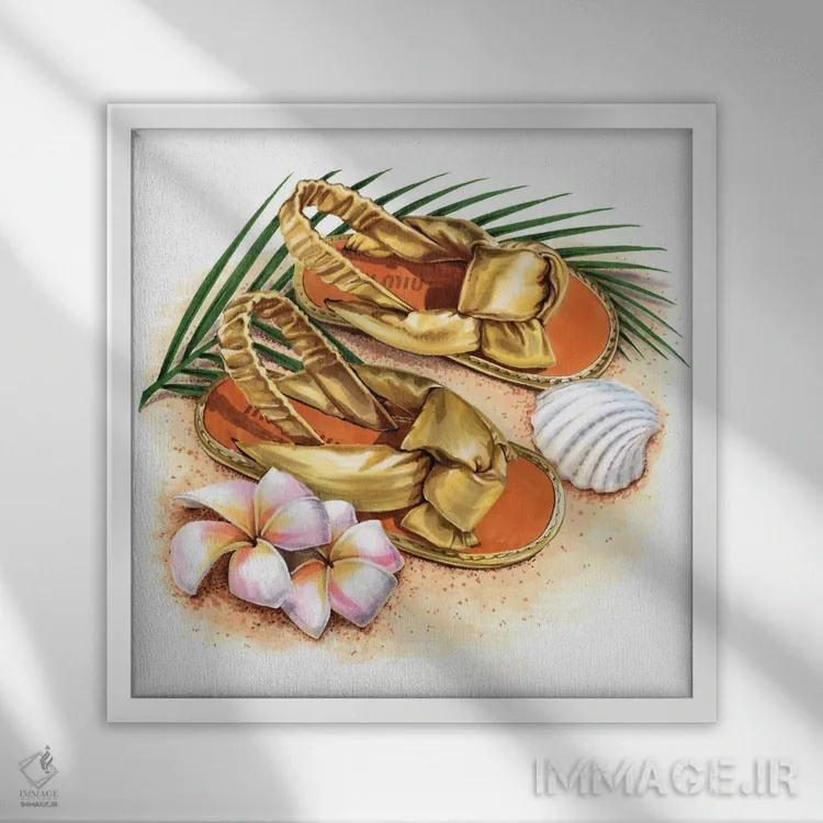 تابلو میو میو در ساحل (برند مد) اثر الیزاوتا مولچانووا - نمای قابدار سفید