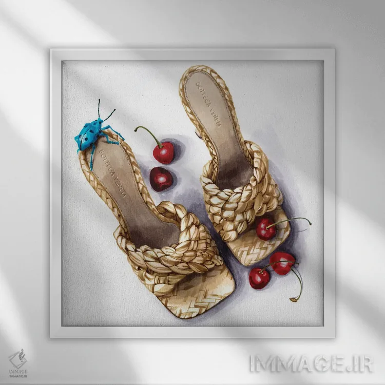 تابلو کفشهای بافتنی اثر الیزاوتا مولچانووا - نمای قابدار سفید