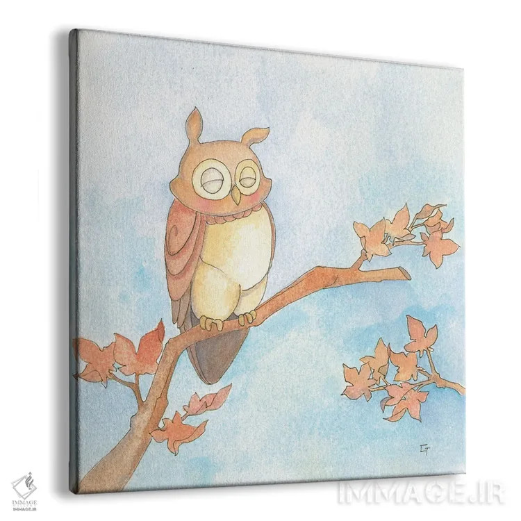 تابلو جغد پاییزی اثر مایت فلای آرت اند ایلاستریشن (استودیو طراحی و تصویرگری) - نمای پرسپکتیو محصول