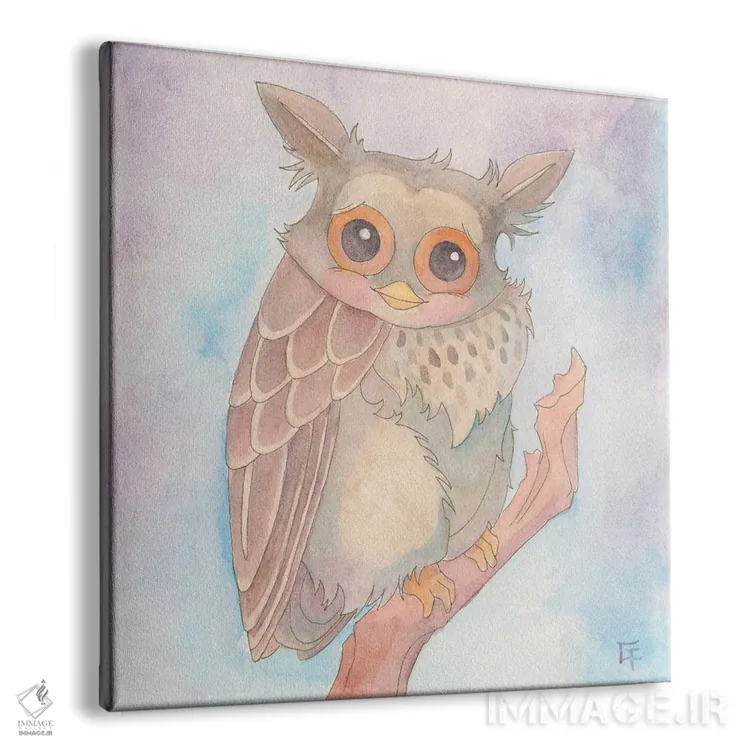 تابلو جغد خجالتی اثر مایت فلای آرت اند ایلاستریشن (استودیو طراحی و تصویرگری) - نمای پرسپکتیو محصول