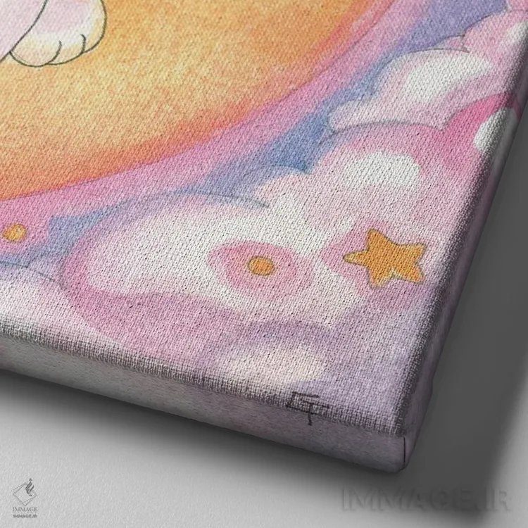 تابلو گربه کوچولوی خوابآلود اثر مایت فلای آرت اند ایلاستریشن (استودیو طراحی و تصویرگری) - نمای نزدیک بافت بوم