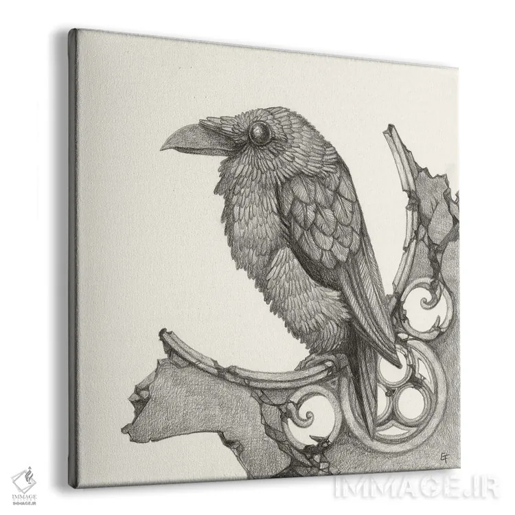 تابلو کلاغ سیاه باشکوه اثر مایت فلای آرت اند ایلاستریشن (استودیو طراحی و تصویرگری) - نمای پرسپکتیو محصول