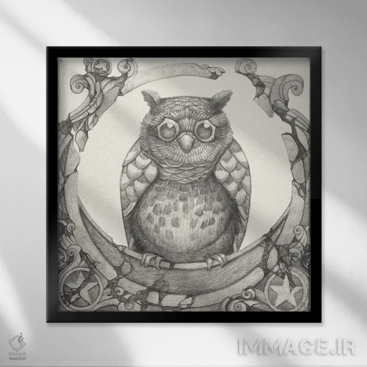 تابلو دوست پردار اثر مایت فلای آرت اند ایلاستریشن (استودیو طراحی و تصویرگری) - نمای قابدار مشکی