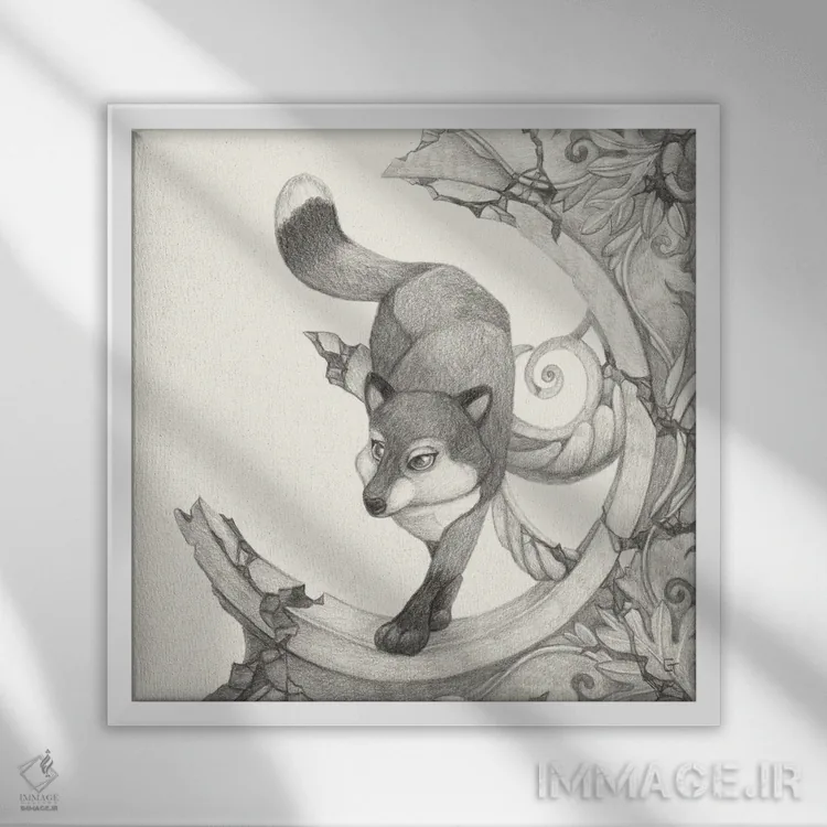 تابلو روباهخورده (غافلگیرشده توسط روباه) اثر مایت فلای آرت اند ایلاستریشن (استودیو طراحی و تصویرگری) - نمای قابدار سفید