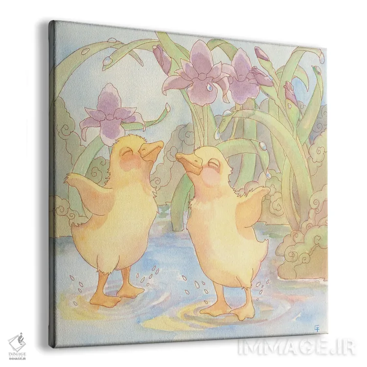 تابلو آببازی با دوستان اثر مایت فلای آرت اند ایلاستریشن (استودیو طراحی و تصویرگری) - نمای پرسپکتیو محصول