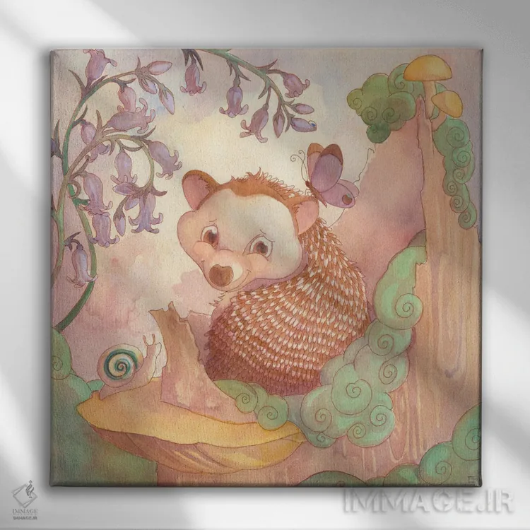 تابلو باغ جوجهتیغی اثر مایت فلای آرت اند ایلاستریشن (استودیو طراحی و تصویرگری) - نمای روبهرو روی دیوار