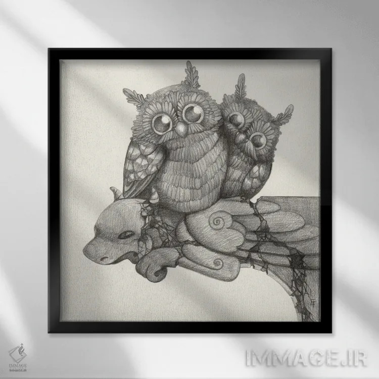 تابلو دالی موشه اثر مایت فلای آرت اند ایلاستریشن (استودیو طراحی و تصویرگری) - نمای قابدار مشکی