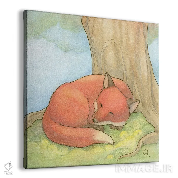 تابلو روباه خوابآلود اثر مایت فلای آرت اند ایلاستریشن (استودیو طراحی و تصویرگری) - نمای پرسپکتیو محصول