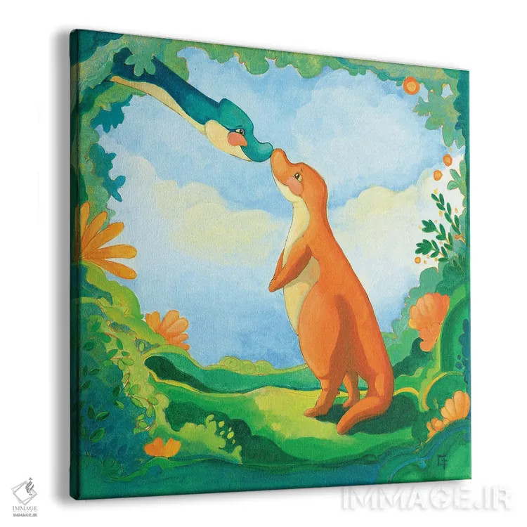 تابلو تیرکس بغلکردنی اثر مایت فلای آرت اند ایلاستریشن (استودیو طراحی و تصویرگری) - نمای پرسپکتیو محصول