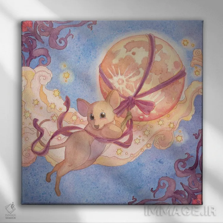 تابلو اگر ماه... اثر مایت فلای آرت اند ایلاستریشن (استودیو طراحی و تصویرگری) - نمای روبهرو روی دیوار