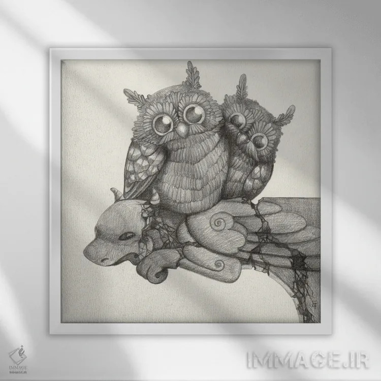 تابلو دالی موشه اثر مایت فلای آرت اند ایلاستریشن (استودیو طراحی و تصویرگری) - نمای قابدار سفید