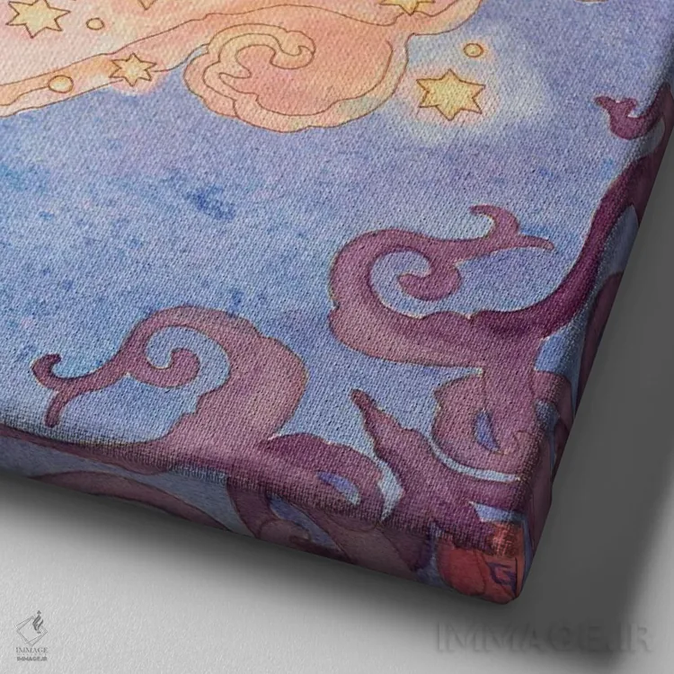 تابلو اگر ماه... اثر مایت فلای آرت اند ایلاستریشن (استودیو طراحی و تصویرگری) - نمای نزدیک بافت بوم