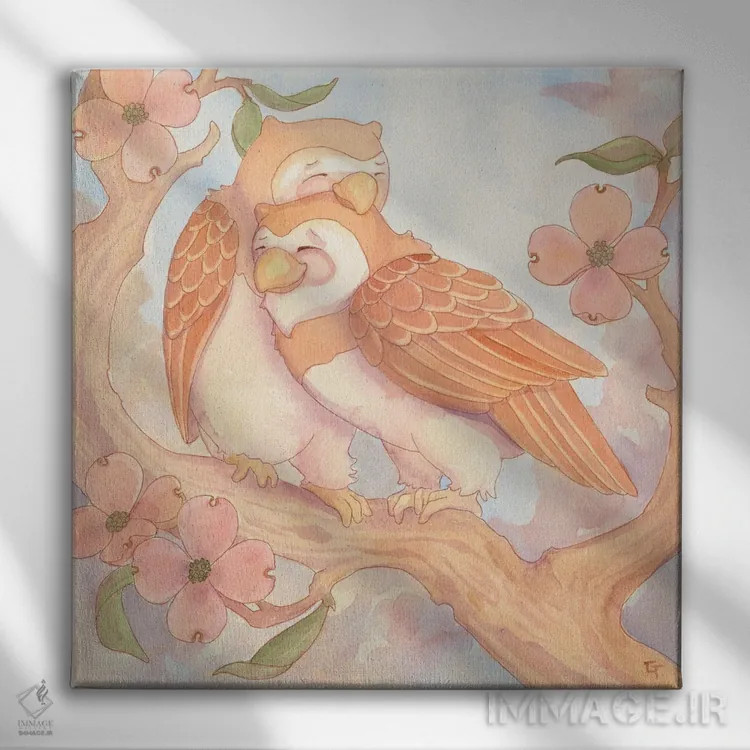 تابلو همه آنچه به آن نیاز داری عشق است (بازی واژه با جغد) اثر مایت فلای آرت اند ایلاستریشن (استودیو طراحی و تصویرگری) - نمای روبهرو روی دیوار