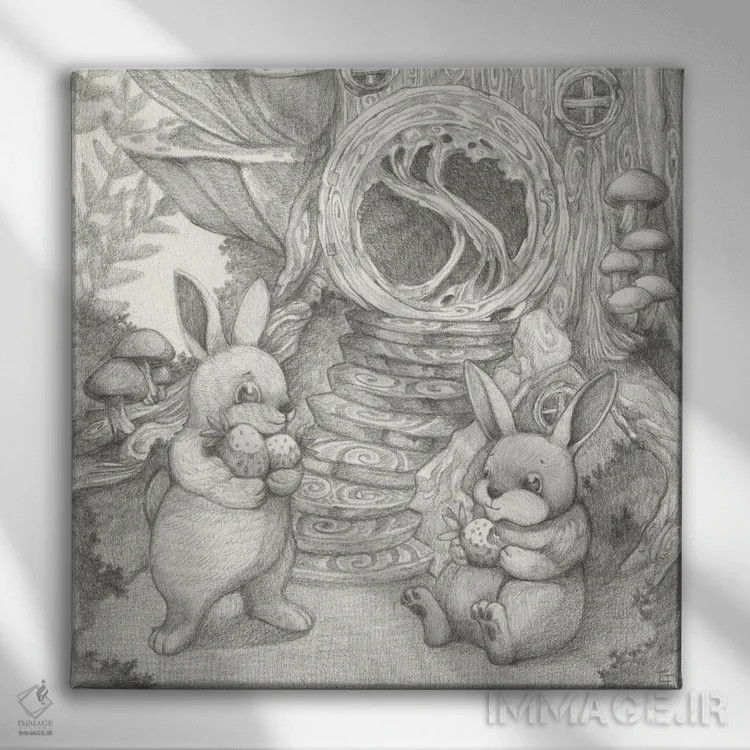 تابلو میانوعده توتفرنگی اثر مایت فلای آرت اند ایلاستریشن (استودیو طراحی و تصویرگری) - نمای روبهرو روی دیوار