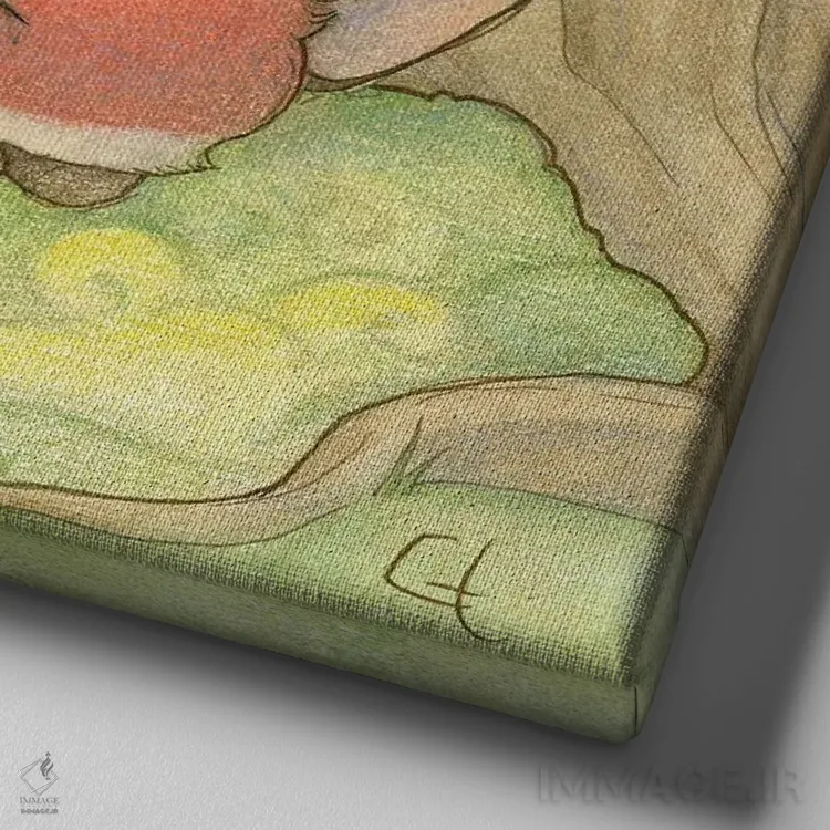 تابلو روباه خوابآلود اثر مایت فلای آرت اند ایلاستریشن (استودیو طراحی و تصویرگری) - نمای نزدیک بافت بوم