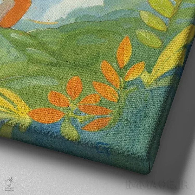 تابلو برونتوسوروس بغلکردنی اثر مایت فلای آرت اند ایلاستریشن (استودیو طراحی و تصویرگری) - نمای نزدیک بافت بوم